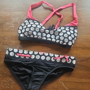 Jag Jeans Black & Pink Polka Dot Two-Piece Bikini